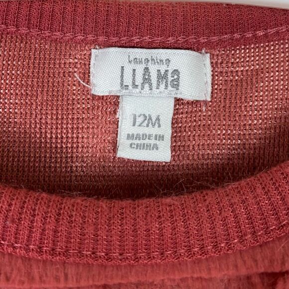 Laughing Llama Baby Girl Red-Pink Faux Fur Layered Ruffled Sweater - Picture 3 of 4